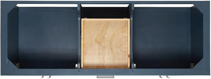 DKB Olivia 60" Midnight Blue Double Bathroom Vanity, 1.5" Pure White Quartz Countertop, Rectangular Undermount Sinks, 4 Soft Closing Doors, 3 Full Extension Dovetail Drawers