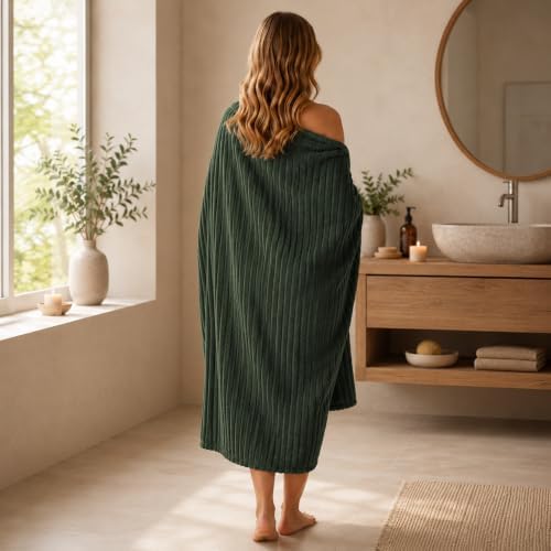 3 Pack Bath Towel Set, 40"x80" Oversized Bath Sheet, Olive Green