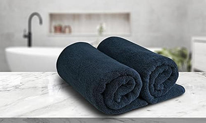 BIOLINEN Black Bath Towels 30x60, 100% Cotton Large Bath Sheet, Soft Absorbent Quick Dry Oversized Towels for Bathroom Gym Spa Hotel Pool