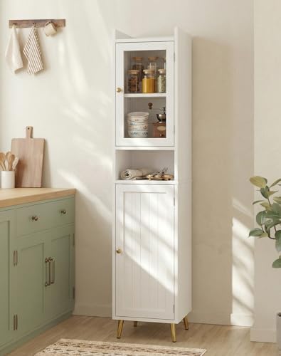 Homkdom 69.1" Tall Bathroom Cabinet, 6 Shelves and 2 Doors, White