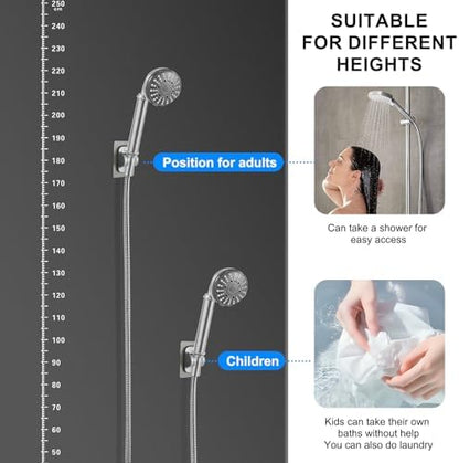2-Pack MAYYAYA Shower Head Holder, Adhesive Wall Mount, Grey