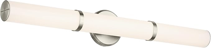Kichler Rosh 32" LED Large Bath Bar with White Glass in Brushed Nickel, Modern Minimalist, for Vanity, Fireplace, Buffet, Hallway, Vanity Mirror, (32" W x 5" H), 55189NILED