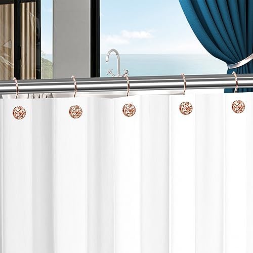 Gracelife 12Pcs Hollow Ball Shower Curtain Hooks Luxury Quality Rustproof Stainless Steel Shower Curtain Rings Hooks for Bathroom Rod (Rose Gold)