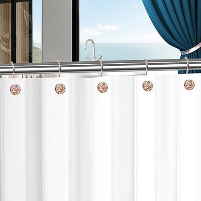 Gracelife 12Pcs Hollow Ball Shower Curtain Hooks Luxury Quality Rustproof Stainless Steel Shower Curtain Rings Hooks for Bathroom Rod (Rose Gold)