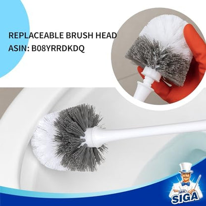MR.SIGA Toilet Plunger and Brush with Holder for Toilet Cleaning, White