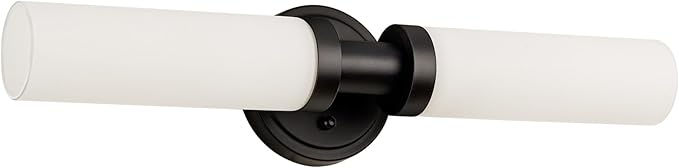 Black Bathroom Light Fixtures, 2-Light Wall Sconces Lighting W/White Glass Shade, Modern Vanity Lights for Mirror, Wall Mounted Lamp, E26 T10 Bulbs(Excluded)