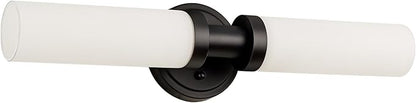 Black Bathroom Light Fixtures, 2-Light Wall Sconces Lighting W/White Glass Shade, Modern Vanity Lights for Mirror, Wall Mounted Lamp, E26 T10 Bulbs(Excluded)