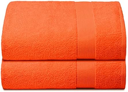 Belizzi Home Premium Cotton Oversized 2 Pack Bath Sheet 35x70-100% Pure Cotton - Ideal for Everyday use - Ultra Soft & Highly Absorbent - Machine Washable - Orange
