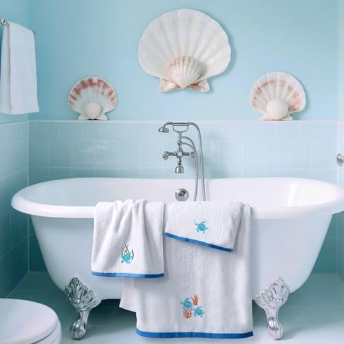 Peryiter 3 Pack Sea Turtle Decorative Bath Towel Set