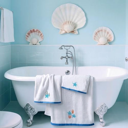 Peryiter 3 Pack Sea Turtle Decorative Bath Towel Set