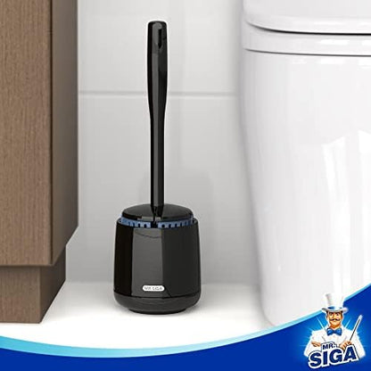 MR.SIGA Toilet Bowl Brush and Holder, Sturdy Long Handle, Black, 1 Pack