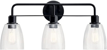 Kichler Meller 24 Inch 3 Light Vanity Light with Clear Glass in Black