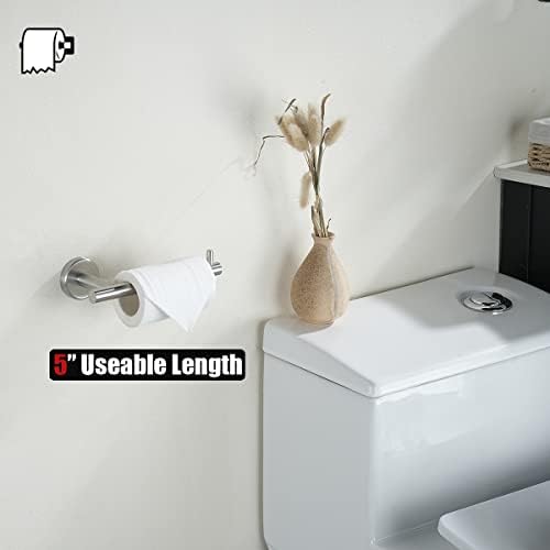 JQK Toilet Paper Holder, 5 Inch 304 Stainless Steel Tissue Paper Dispenser, Brushed Nickel Wall Mount 2 Pack, TPH100-BN-P2