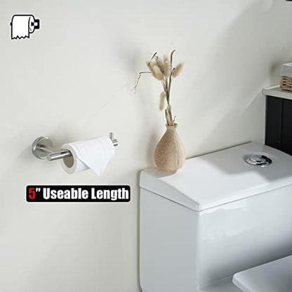 JQK Toilet Paper Holder, 5 Inch 304 Stainless Steel Tissue Paper Dispenser, Brushed Nickel Wall Mount 2 Pack, TPH100-BN-P2