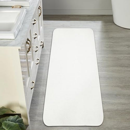 Bath Mat,Ultra Thin Bathroom Runner Rugs,Large Bath Mats for Bathroom,Quick Dry,Non-Slip,Machine Washable,Low Pile,Bath Rug,Shower Outside,Sink,Home Decor Accessories.Cream,1'5"x4'11"（17x59inch）