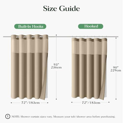 Dynamene Beige Hook Free Waffle Shower Curtain & Snap-in Fabric Liner,72x93