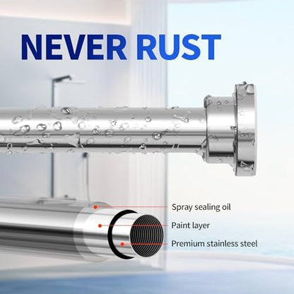 Mcrbeay Shower Curtain Rod, 1" Diameter Heavy Duty Tension Shower Rod