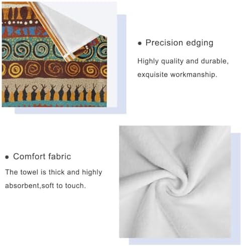 Naanle Ethnic African Stripes Pattern Soft Decorative Set of 3 Towels, 1 Bath Towel+1 Hand Towel+1 Washcloth, Multipurpose for Bathroom, Hotel, Gym, Spa and Beach