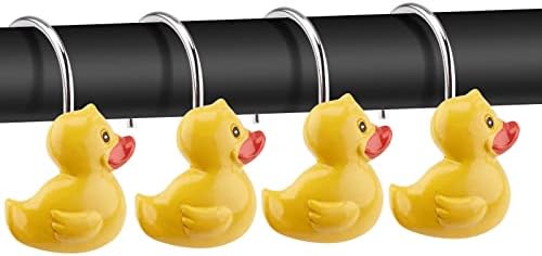 AGPtek Duck Shower Curtain Hooks, 12PCS Yellow Duck Resin Hooks