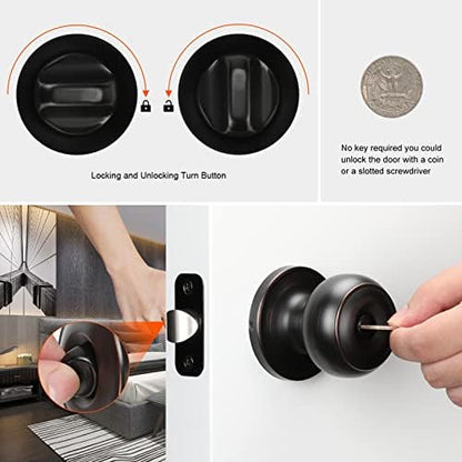 Haidms 5 Pack Oil Rubbed Bronze Door Knobs Interior, Bronze Privacy Interior Door Knobs for Bedroom or Bathroom Classic Round Doorknobs Hardware