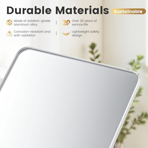 24" x 28" White Bathroom Mirrors for Over Sink,Aluminum Frame