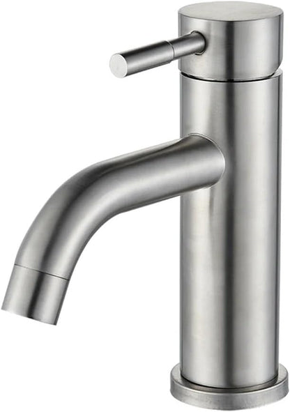 Faucet Matte Black Bathroom Basin Faucet Deck Mounted Short Hot and Cold Water Mixer Tap Crane for Vessel Sink(Brushed Nickle) Faucet