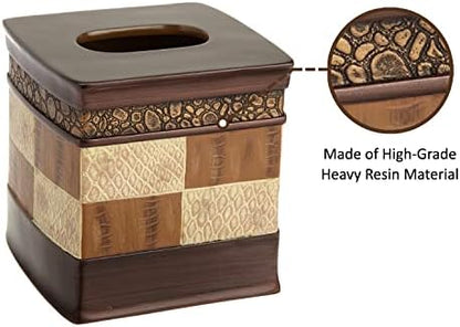 Zahari Home 2pc Zambia Animal Print Bath Accessories Set Waste Basket & Tissue Box Modern Classic Contemporary Decorative Beautiful Designs Bathroom Decor Set for Home Luxury Bath Set