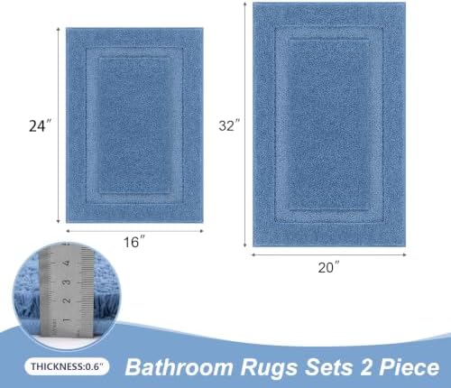 SHACOS Soft Microfiber Bathroom Rugs Set of 2 Pieces, Blue
