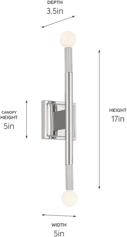 Kichler Odensa 17 Inch 2 Light Wall Sconce in Polished Nickel