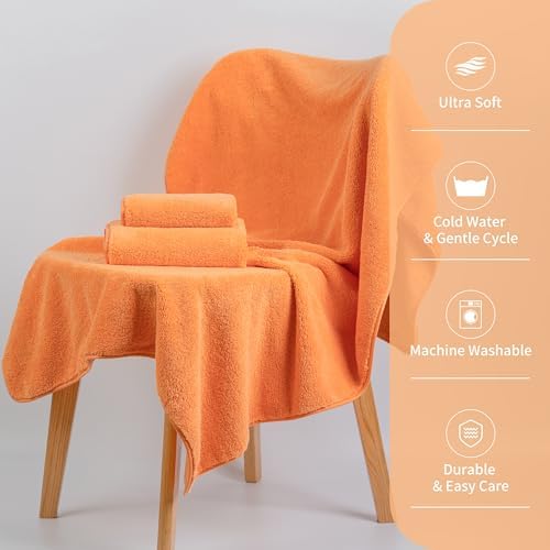 MICROFI New Microfiber Bath Towel Set, 3 Piece, Oversize, Quick Dry, Lint Free, Includes Body, Hand and Face Towels