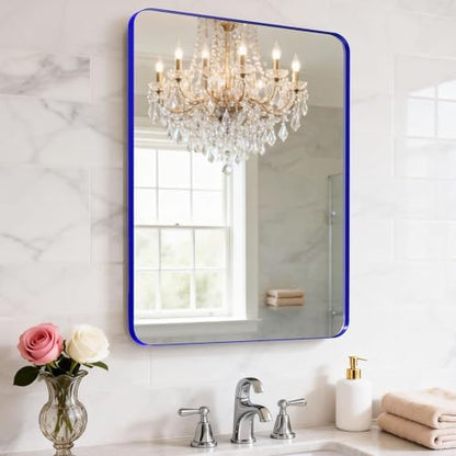 24" x 28" Blue Bathroom Mirror for Over Sink,Aluminum Frame