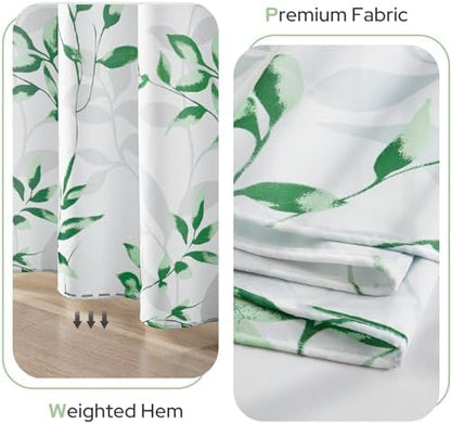 HOMEIDEAS Green Botanical Shower Curtain 71×74 Inches