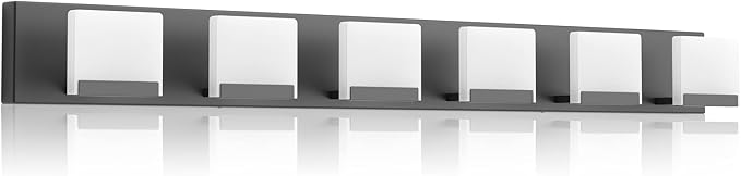 Ralbay LED Black Modern Vanity Light 6 Light Matte Black Bathroom Vanity Lights Acrylic Bathroom Vanity Lights Fixtures