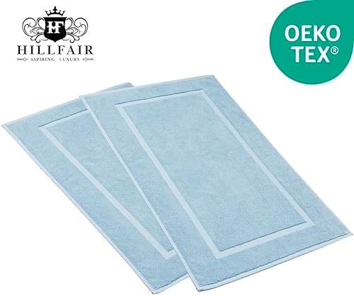 HILLFAIR 900 GSM 100% Cotton Floor Towels - 2 Piece Towels Set - Ocean Blue