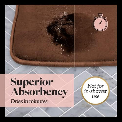 Memory Foam Bath Mat Non Slip Absorbent Super Cozy Velvet Bathroom Rug Carpet (24 inches X 48 inches, Brown)