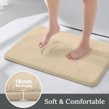 HUXMEYSON 3-Piece Memory Foam Bathroom Rug Set, Light Coffee