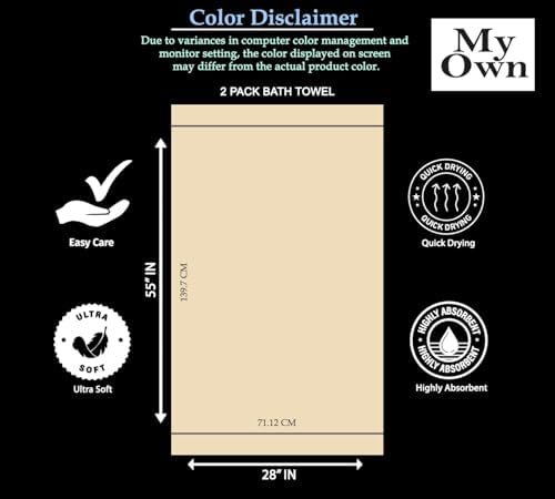 MyOwn Ultra Soft 6 Pack Cotton Towel Set, Contains 2 Bath Towels 28x55 inch, 2 Hand Towels 16x24 inch & 2 Wash Coths 12x12 inch, Ideal Everyday use, Compact & Lightweight - Jade