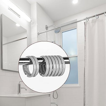 Grey Shower Curtain Hooks Rings, 12 Pcs Circular Plastic Shower Curtain Rings for Bathroom, Plastic Shower Curtain Hooks for Shower Curtain Rod, Shower Hooks Rings for Shower Curtain