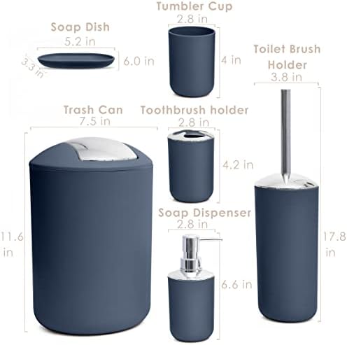 Moss & Stone 6-Piece Blue Bathroom Accessories Set, Soap Dispenser