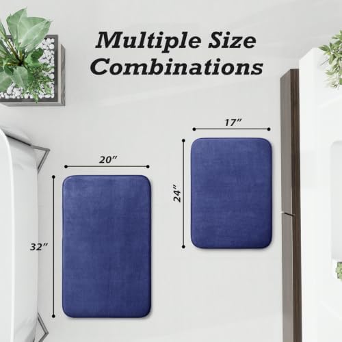HUXMEYSON Bathroom Rugs Sets 2 Piece, Non-Slip & Quick Dry Bath Mat Set, Ultra Soft Velvet Bath Rugs for Bathroom, Toilet and Shower Floor, Royal Blue