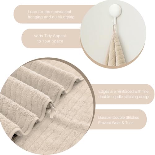 Hailea Hand Towels Set 16x31 Inches,Soft Microfibers Bathroom Towel Set 2 Pack,Highly Absorbent Quick Dry Luxury Towel Hotel Spa Gym Hand Towel Collection for Bathroom,Camel