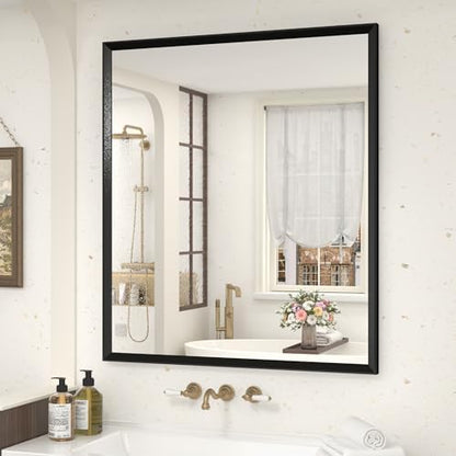 Black Framed Bathroom Mirror for Over Sink 28x32