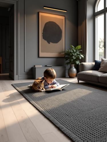 IM HOME Waffle Bath Mat Set 3 Piece Grey,Woven Modern Bath Rug Mats, Absorbent Non Slip Bath Floor Mat, Soft Washable Boho Bath Rugs with Tassels for Bathroom, Bedroom, Kitchen,Tub