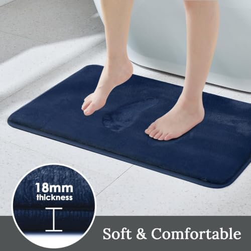 HUXMEYSON 3-Piece Memory Foam Bathroom Rug Set, Navy