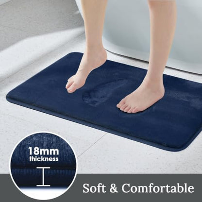 HUXMEYSON 3-Piece Memory Foam Bathroom Rug Set, Navy