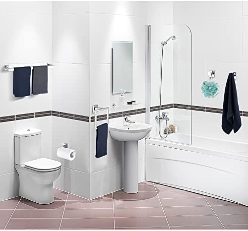 10 Pieces Bathroom Hardware Accessories Set Polished Chrome,24 Inch Bathroom Towel Rack Set SUS304 Stainless Steel, Square Bath Towel bar Set Heavy Duty, Wall Mounted