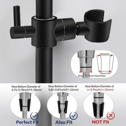 Shower Slide Bar Adjustable Handheld Shower Head Holder Wall Mount - 15inch All-Metal Shower Head Slide Bar Compatible with Bathroom Drill Free Glue Installation - Black
