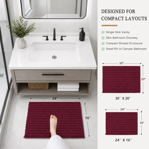 Arotive Bathroom Rugs Mat 24x16, Soft Absorbent Chenille Shaggy Bath Mat