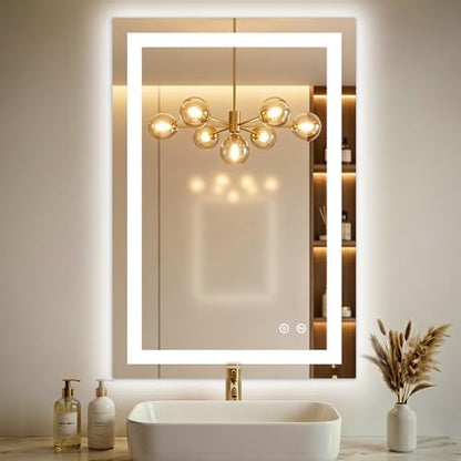30x20 LED Bathroom Mirror with Lights, Lighted Vanity Mirror for Wall