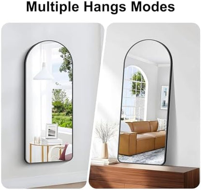 Arched Bathroom Mirror, 16"x48" Black Arched Mirror for Bathroom, Wall Mounted Mirror, Vanity Wall Mirror w/Metal Frame for Bedroom, Entryway, Living Room, Vertically Hanging